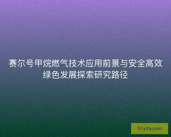 赛尔号甲烷燃气技术应用前景与安全高效绿色发展探索研究路径